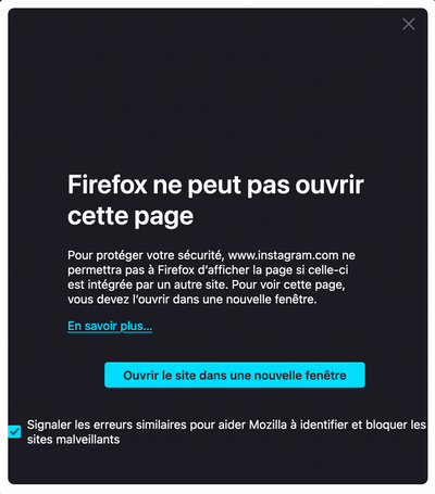 Firefox ne peut ouvrir cette page
